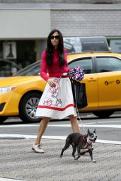 Famke Janssen Walks Home With Her Dog Licorice in New York City 3/10/2016