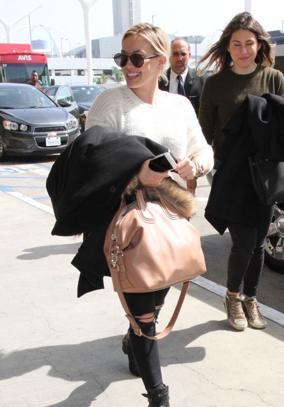 Hilary Duff is All Smiles - Arriving to Los Angeles International Airport 3/1/2016