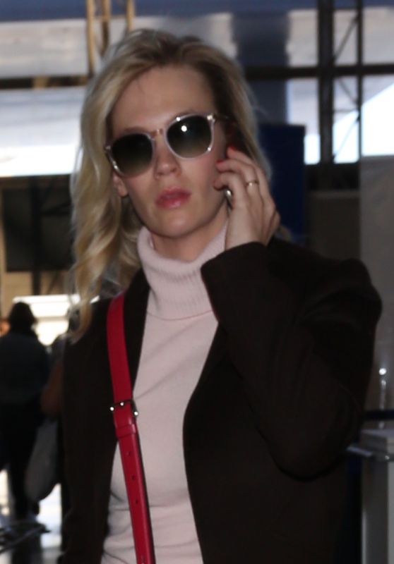 January Jones Arrives at Los Angeles International Airport 3/6/2016