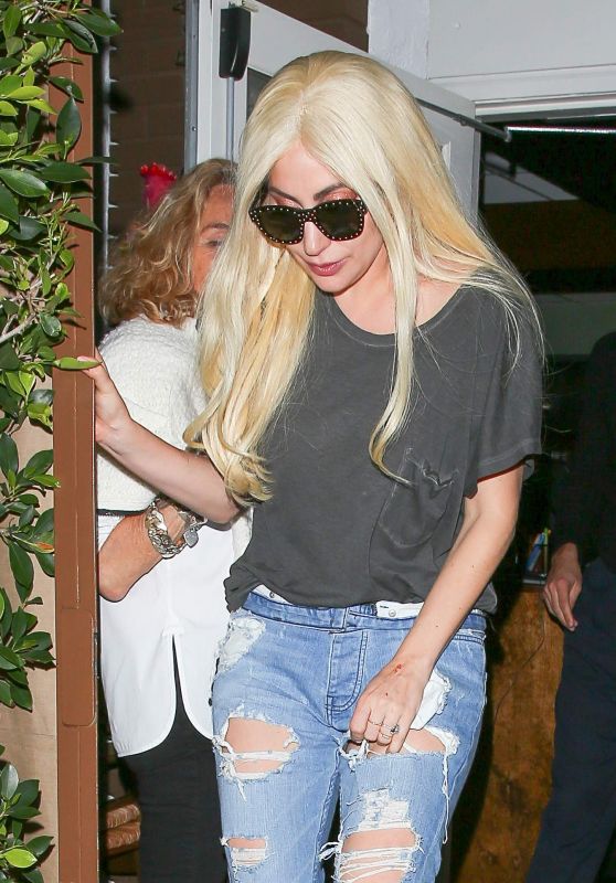 Lady Gaga in RIpped Jeans - at Giorgio Baldi Italian Restaurant in Santa Monica 3/20/2016 