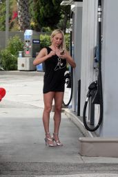 Mary Carey Shows Off Her Legs in Mini Dress - Gets Gas in Studio City, March 2016