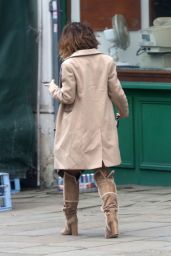 Myleene Klass Highlights Her Toned Legs in Brown Suede Boots - North London, March 2016