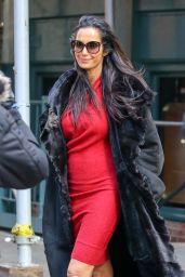 Padma Lakshmi in Soho With a Beautiful Red Dress - New York City, March 2016