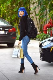 Pia Mia Perez in a Blue Wig and a Sweater Bearing Her Name - Shopping in Woodland Hills, March 2016