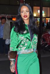 Rihanna Looks Great in Green - Out in New York City 3/28/2016