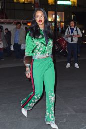 Rihanna Looks Great in Green - Out in New York City 3/28/2016