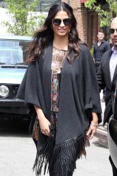 Camila Alves in a Fringe Poncho - Steps Out in Tribeca 4/27/2016