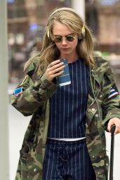 Cara Delevingne Travel Outfit - at The Eurostar Terminal in London 4/22/2016 