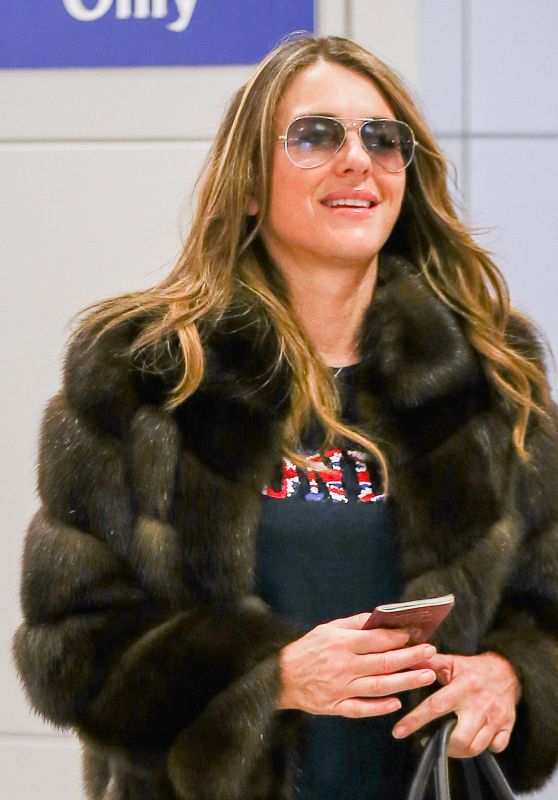Elizabeth Hurley Airport Style - at JFK in New York City 4/11/2016 