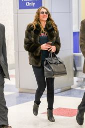Elizabeth Hurley Airport Style - at JFK in New York City 4/11/2016 