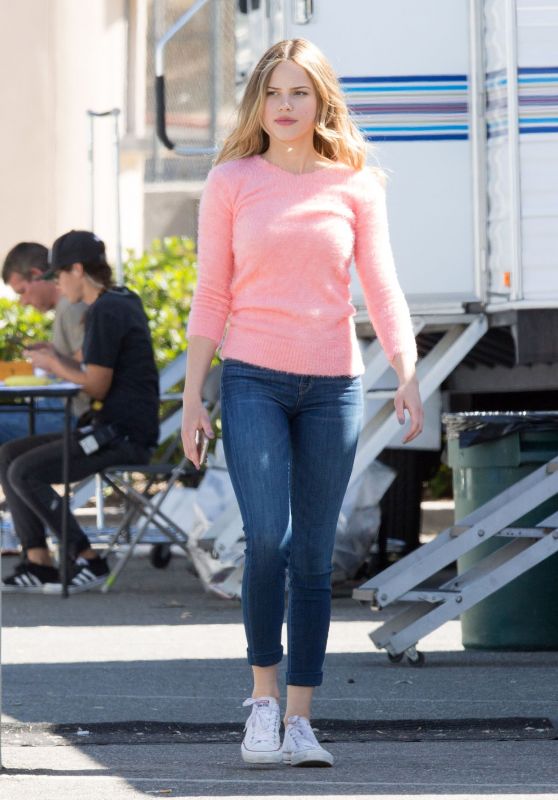 Halston Sage in Tight Jeans - on the Set of You Get Me in Los Angeles 4/23/2016