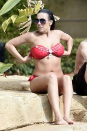 Imogen Townley in a Red Bikini - Enjoying the Sun on Holiday in Benidorm, Spain 3/30/2016
