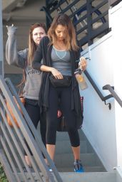 Jessica Alba in Leggings - Leaving the Gym in Los Angeles 4/3/2016