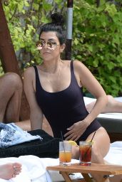 Kourtney Kardashian in a Swimsuit at a Pool in Miami Beach, FL 4/23/2016 