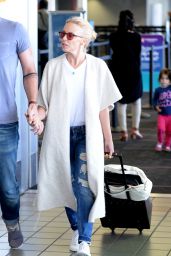 Kylie Minogue in Ripped Jeans - LAX Airpot in Los Angeles, April 2016