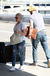 Kylie Minogue in Ripped Jeans - LAX Airpot in Los Angeles, April 2016