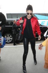 Lily Aldridge in Tights - at LAX Airport in Los Angeles 4/7/2016
