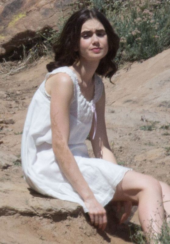 Lily Collins on Set for 