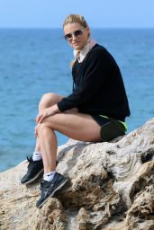 Michelle Hunziker at Beach in Varigotti, Italy, April 2016