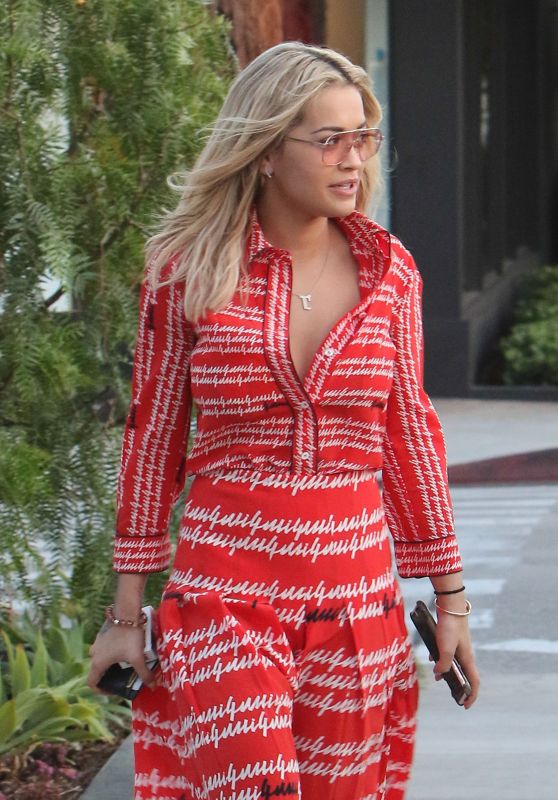 Rita Ora Summer Outfit Ideas - Lunches With Her Friends in West Hollywood 4/25/2016