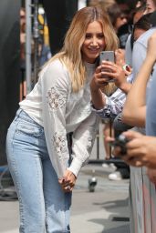 Ashley Tisdale Spring Outfit Ideas - on the Set of Extra in Hollywood 5/31/2016 