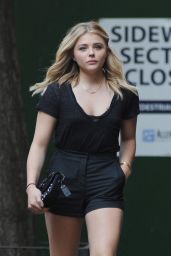Chloë Moretz Shows Off Her Legs in a Pair of Black Shorts - NYC 5/23/2016 