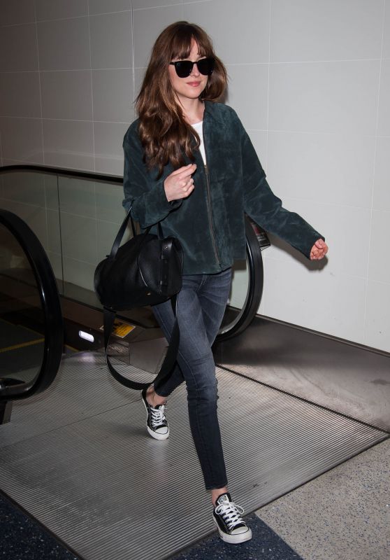 Dakota Johnson Travel Outfit - LAX Airport in LA 5/23/2016 