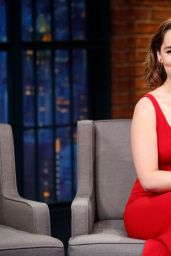Emilia Clarke Fashion Style -  at Late Night with Seth Meyers in New York City 5/24/2016 