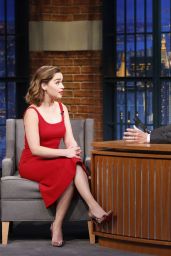 Emilia Clarke Fashion Style -  at Late Night with Seth Meyers in New York City 5/24/2016 