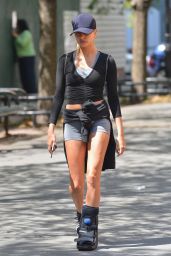 Hailey Baldwin Wearing Foot Brace - Out in New York City, May 2016