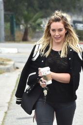 Hilary Duff in Tights - Leaving an Office Building in Beverly Hills 5/4/2016