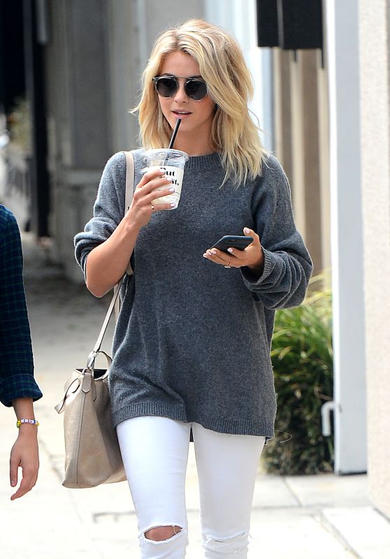 Julianne Hough Street Style - Picking Up Iced Drinks on Melrose Place in West Hollywood 5/19/2016