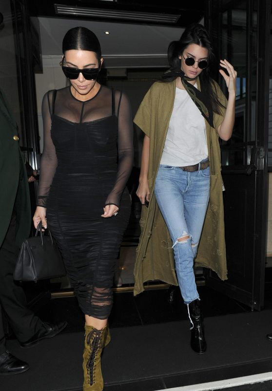 Kendall Jenner & Kim Kardashian Street Outfit - Out in London 5/23/2016 