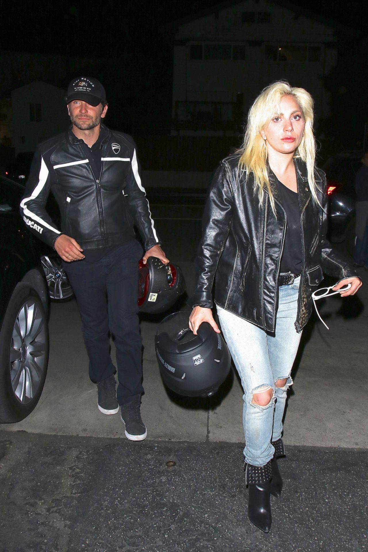 Lady Gaga - Arrives With Bradley Cooper on his Ducati Motorcycle Together for Dinner ...