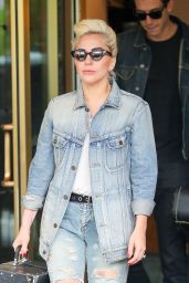 Lady Gaga in Jeans - Leaving Her Apartment Building in New York City 5/3/2016