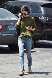 Lily Collins Street Style - Out in Los Angeles 4/29/2016