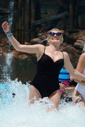 Pixie Lott in White Swimsuit at Disney World in Orlando, FL May 2016