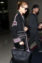 Rosie Huntington-Whiteley Travel Outfit - Arrives in Style at LAX in LA 5/3/2016