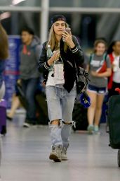 Cara Delevingne Travel Outfit - at JFK Airport in NYC 6/16/2016 