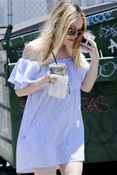 Dakota Fanning  Summer Outfit - Cools Down With a Cold Drink - Los Angeles 6/19/2016