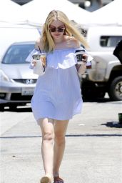 Dakota Fanning  Summer Outfit - Cools Down With a Cold Drink - Los Angeles 6/19/2016