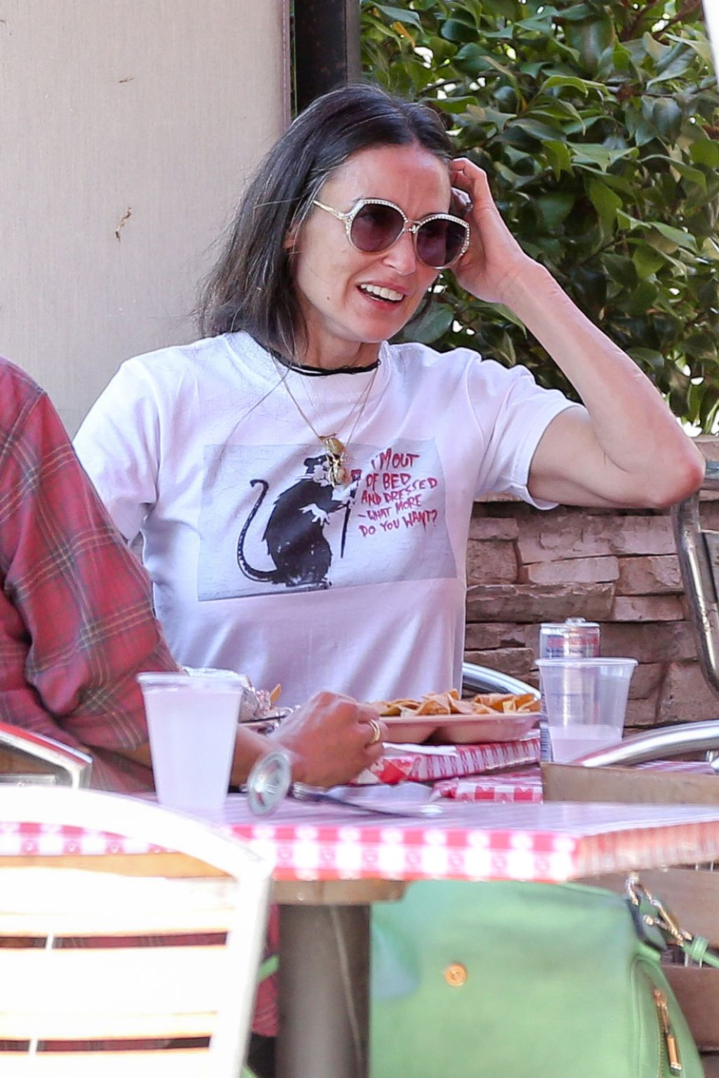  Demi  Moore  Enjoys Mexican Food With a Friend at Pinches 