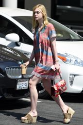 Elle Fanning Summer Street Style - at Starbucks in West Hollywood 6/27/2016 