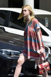 Elle Fanning Summer Street Style - at Starbucks in West Hollywood 6/27/2016 