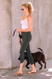 Hailey Clauson in Leggings - Walking Her Dog in New York City 6/1/2016 