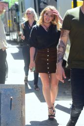 Hilary Duff in Mini Skirt on the Set of 