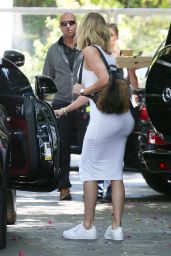 Khloe Kardashian in White Jersey Dress in Woodland Hills 6/20/2016