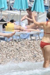 Rebecca Hall in Red Bikini in Taormina 6/13/2016 