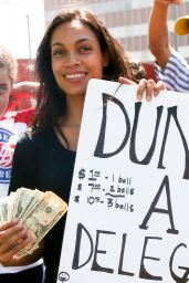 Rosario Dawson - Gets Dunked to Raise Money LA Rally on Sunset Blvd in Hollywood 6/26/2016