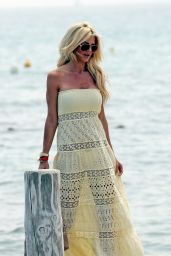 Victoria Silvstedt in a Yellow Dress - Arrives at Club 55 in Saint Tropez 6/21/2016